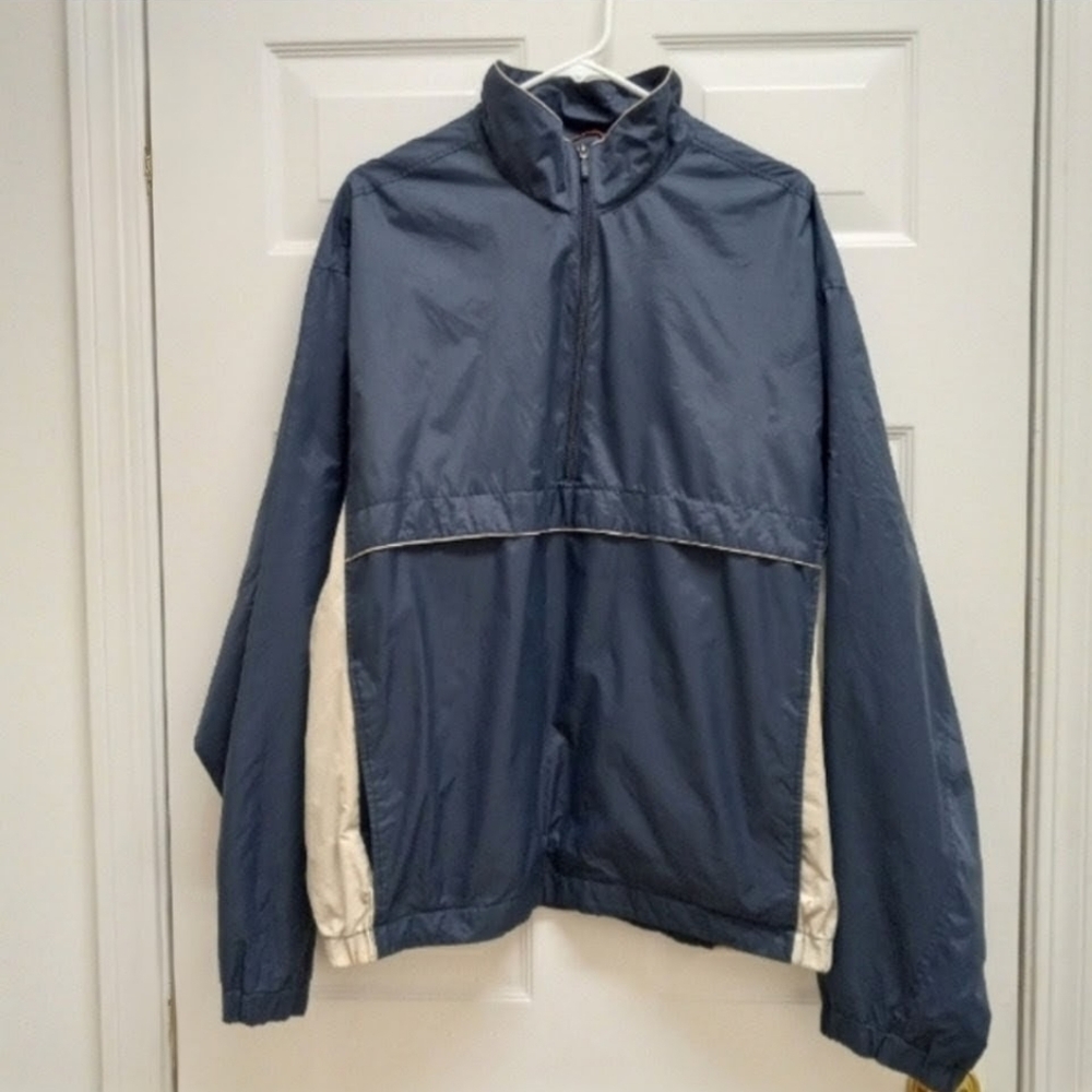 VTG Dockers Golf Windbreaker Jacket XL Blue 1/4 Zip Nylon Pullover 90s Gorpcore